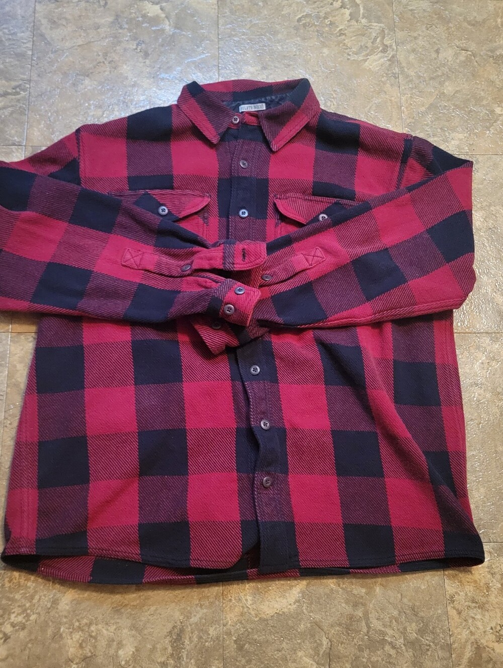 Duluth Trading Co Woodsy Relaxed Fit Shirt Mens XL Tall Red Long Sleeve Check